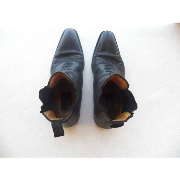 Testoni Black Label Mens 9 Leather Ankle Chelsea Boots Stretch Panel ITALY - Picture 8 of 12
